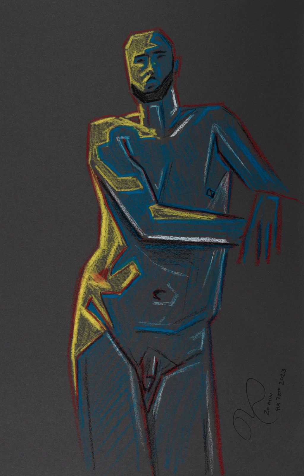 Seated figure, front view by Riley Adamson