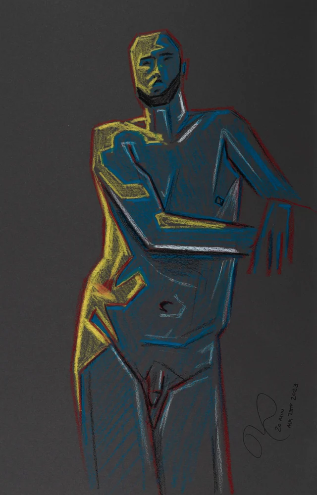 Seated figure, front view by Riley Adamson