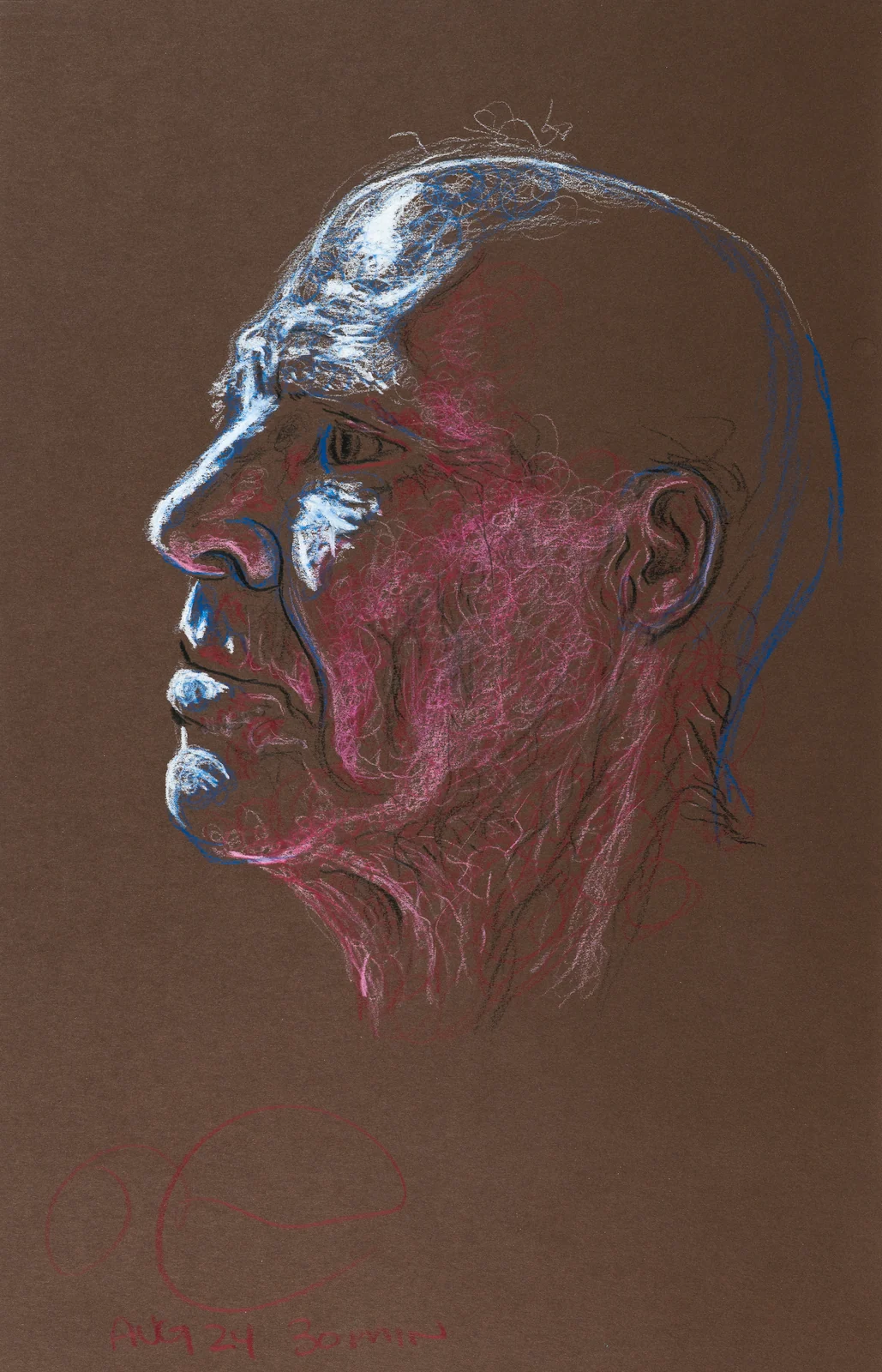 Seated portrait, side view by Riley Adamson