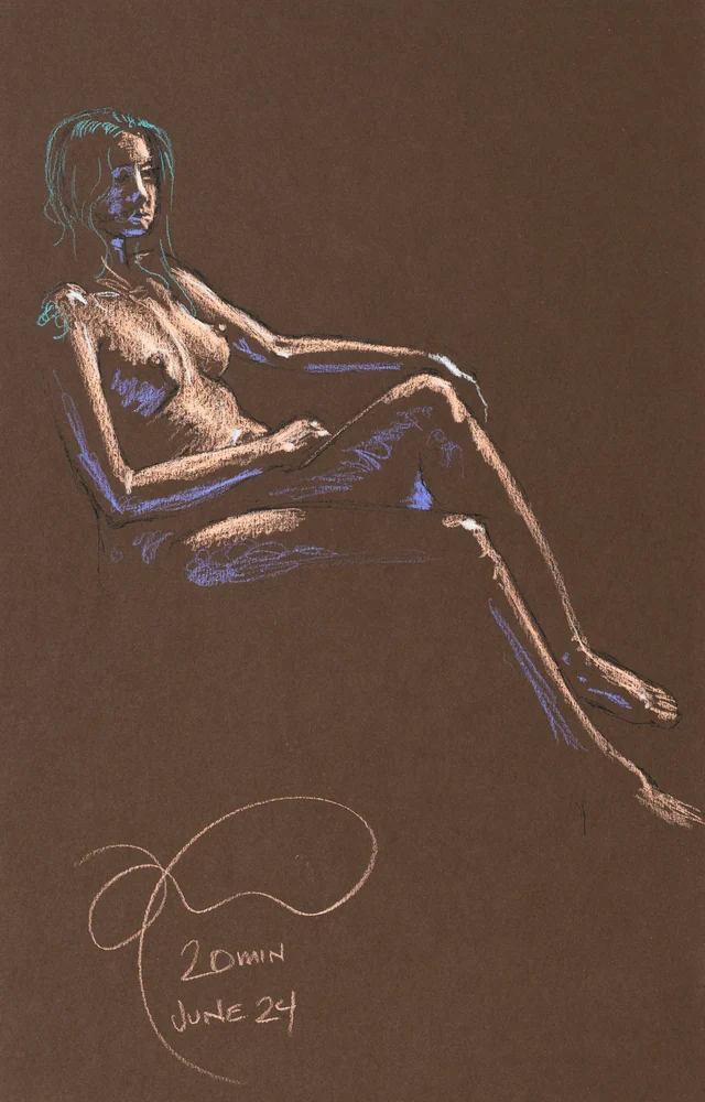 Seated figure, front view by Riley Adamson