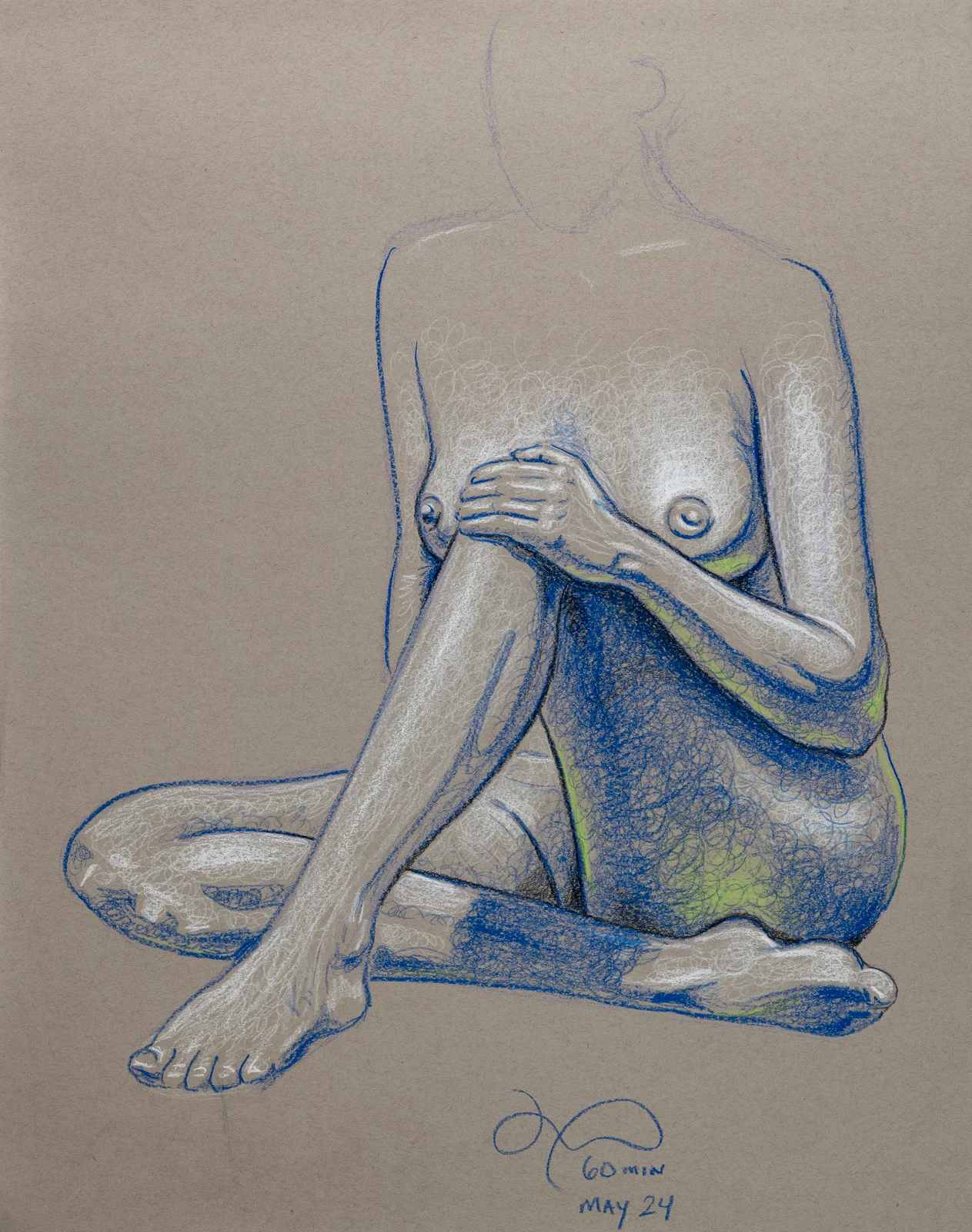 Seated figure, front view by Riley Adamson