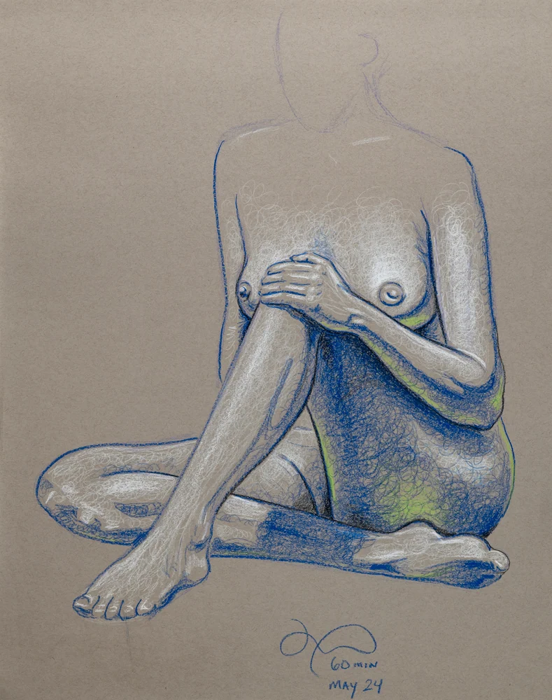 Seated figure, front view by Riley Adamson