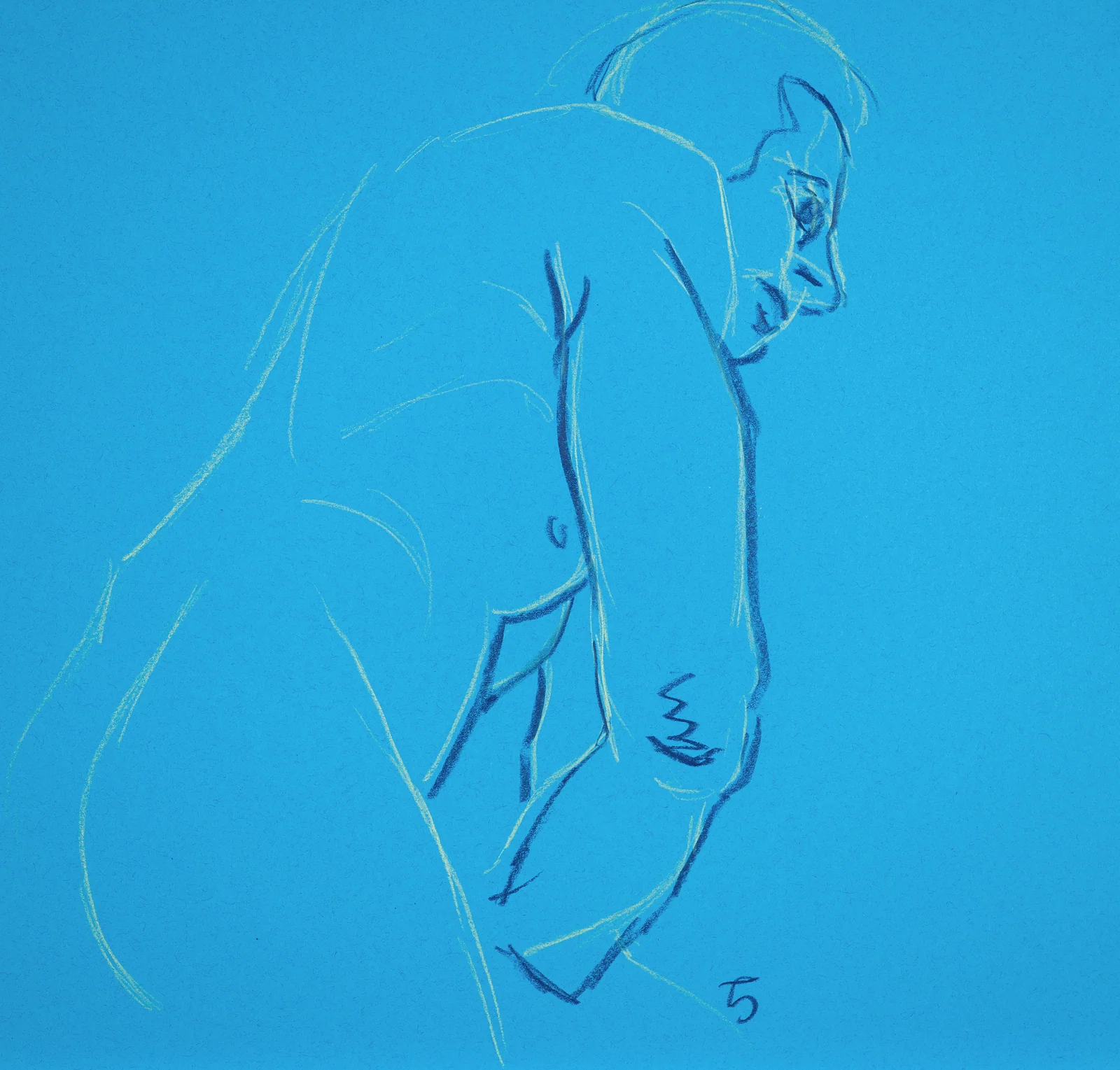 Figure drawing, side view by Riley Adamson