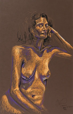 Seated figure, front view by Riley Adamson
