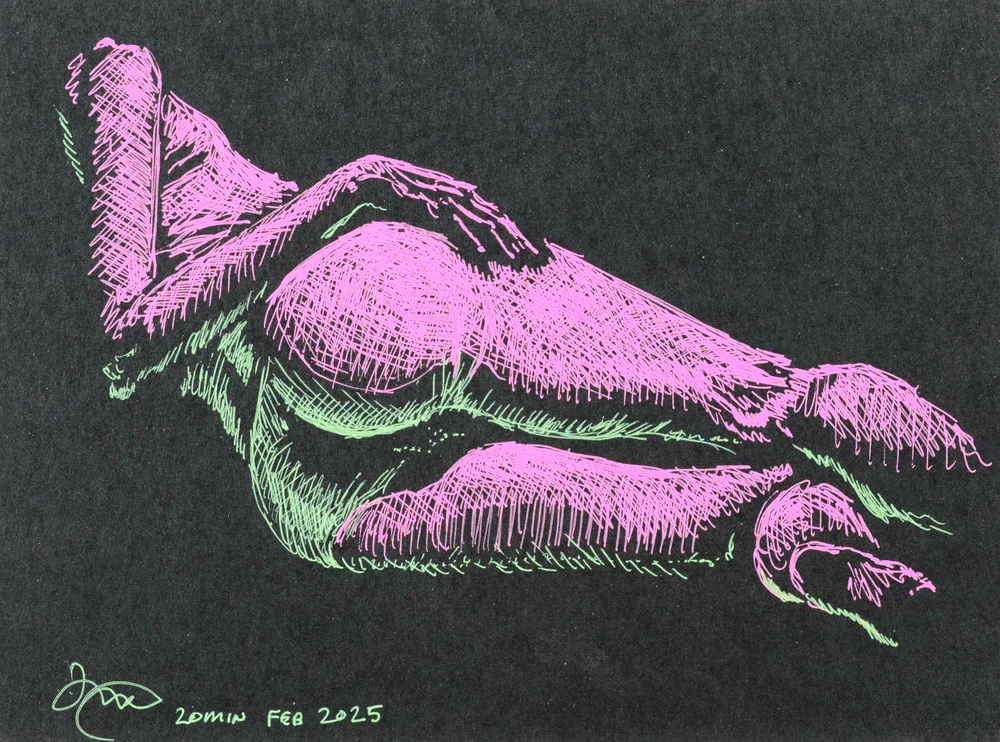 Lying-side figure, from-below view by Riley Adamson