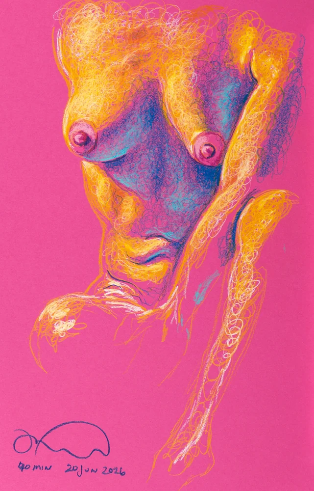 Seated figure, front view by Riley Adamson