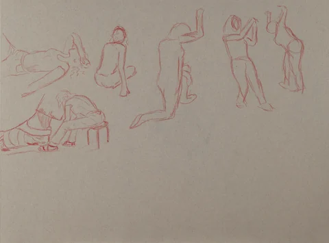 Gesture sheet, 6 poses by Riley Adamson
