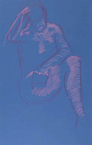 Seated figure, front view by Riley Adamson