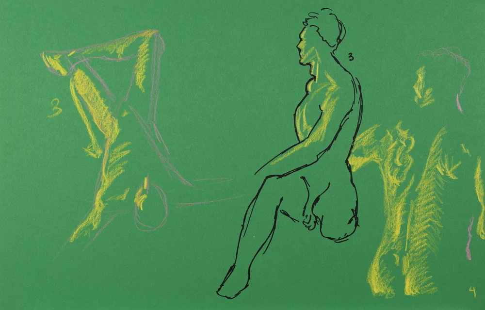 Gesture sheet, 3 poses by Riley Adamson
