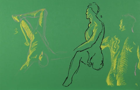 Gesture sheet, 3 poses by Riley Adamson