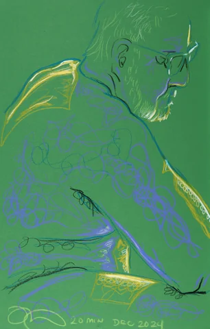 Seated figure, side view