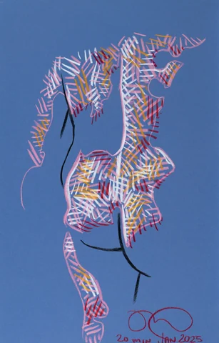 Standing figure, back view