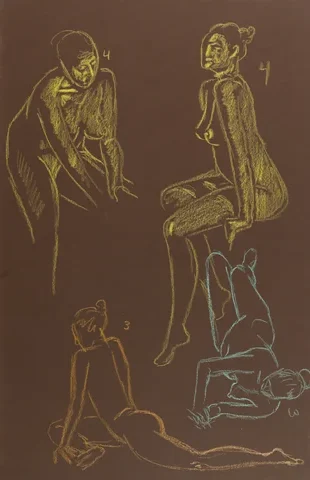 Gesture sheet, 4 poses by Riley Adamson