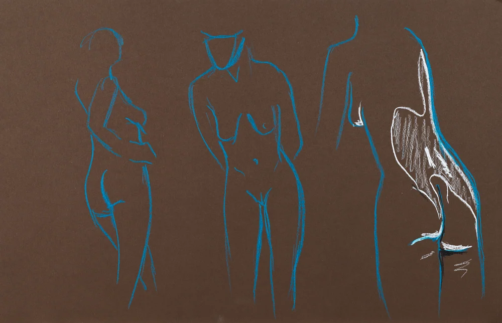 Gesture sheet, 3 poses by Riley Adamson