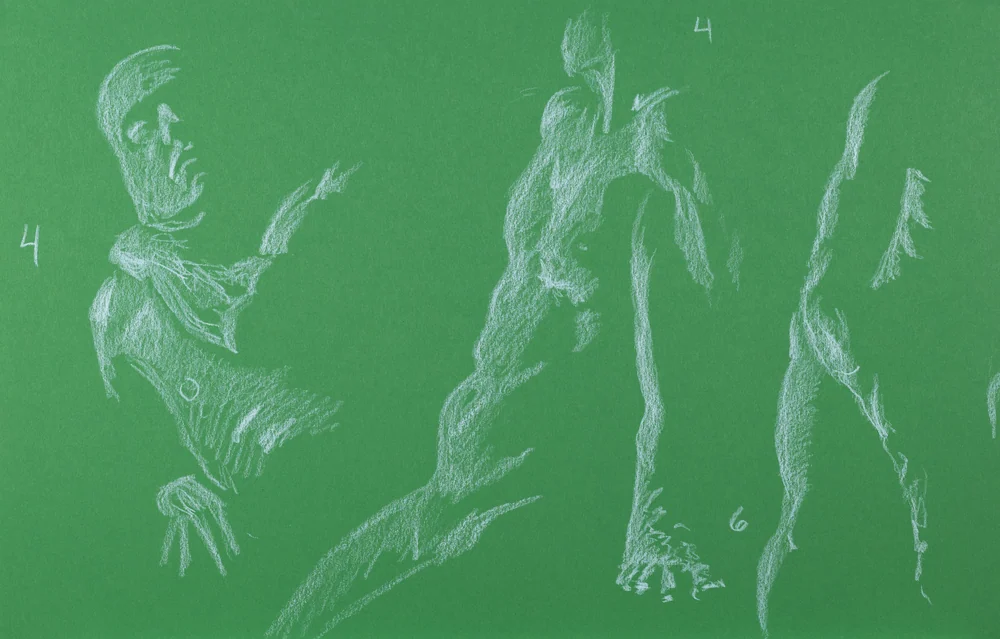 Gesture sheet, 4 poses by Riley Adamson
