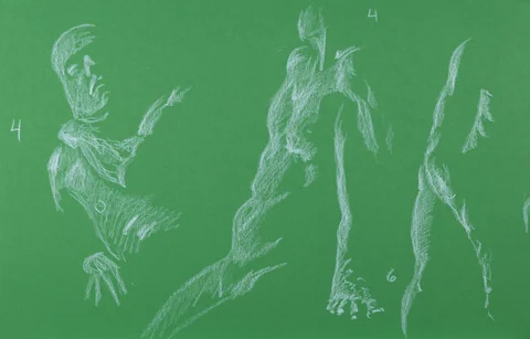 Gesture sheet, 4 poses by Riley Adamson