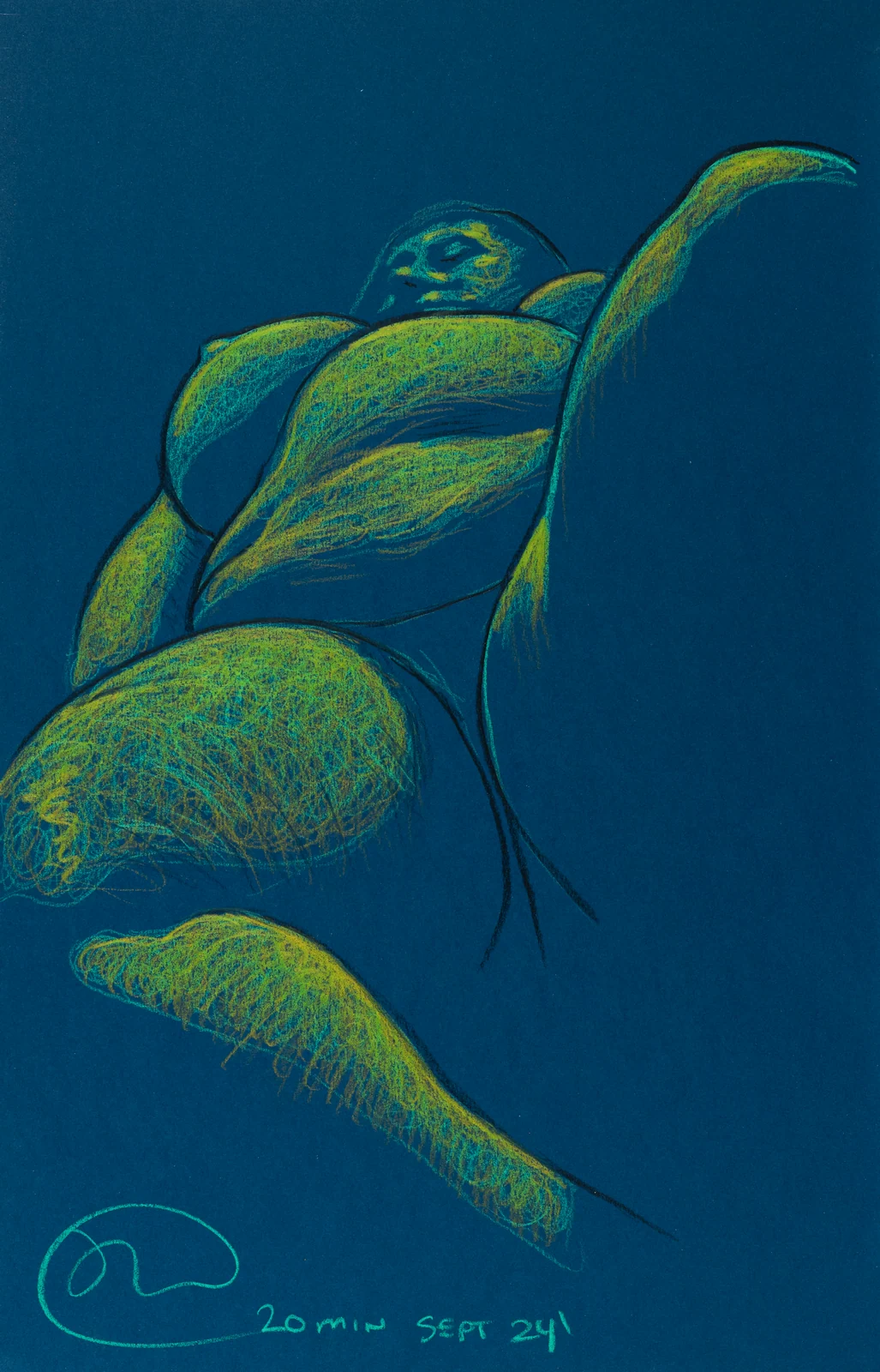 Figure drawing, from-below view by Riley Adamson