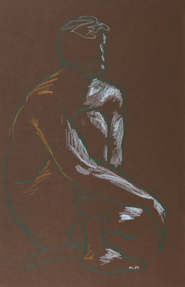 Seated figure, front view by Riley Adamson