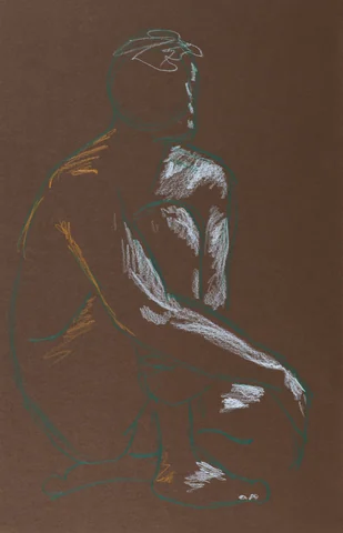 Seated figure, front view by Riley Adamson