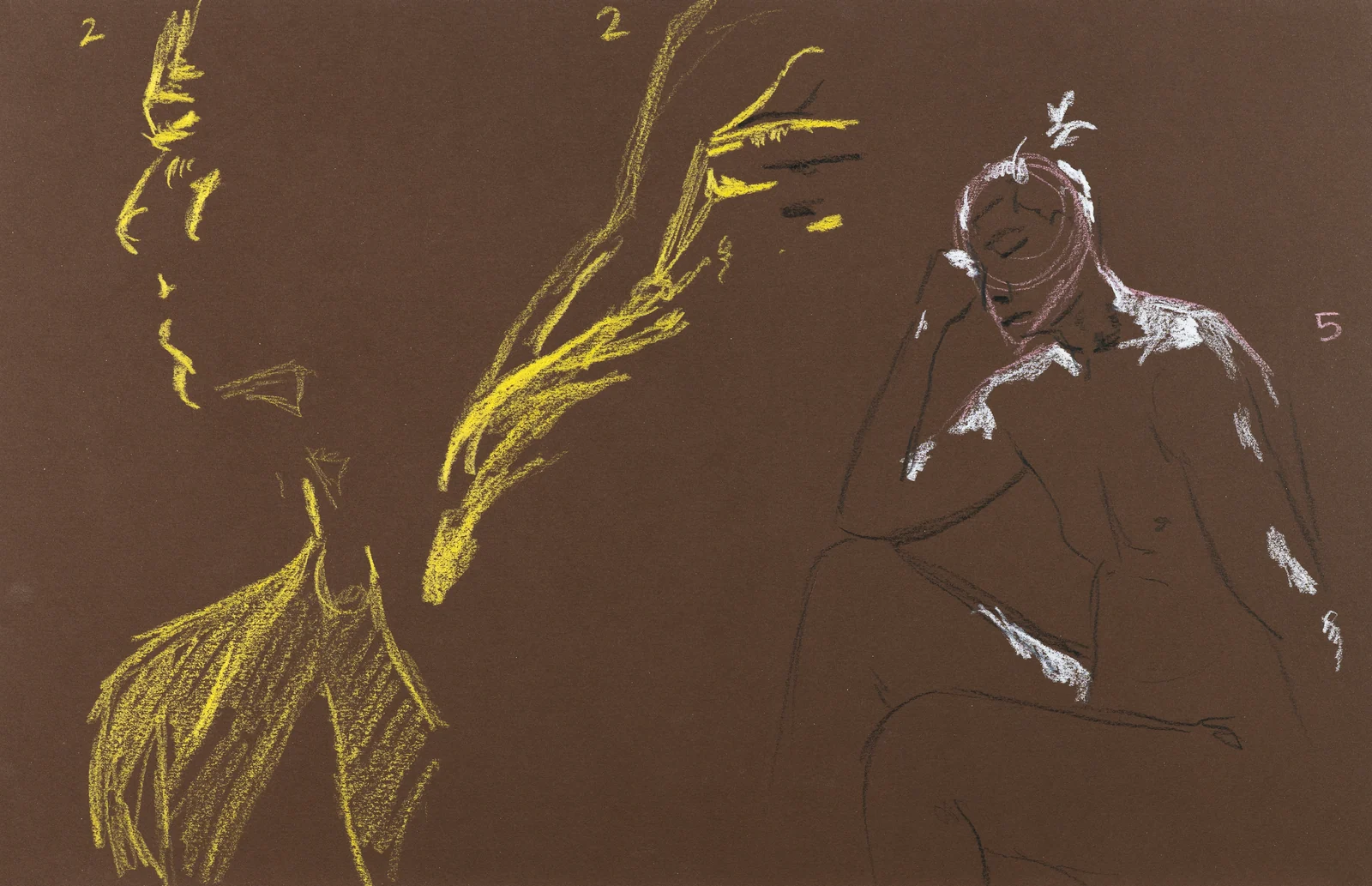 Gesture sheet, 4 poses by Riley Adamson