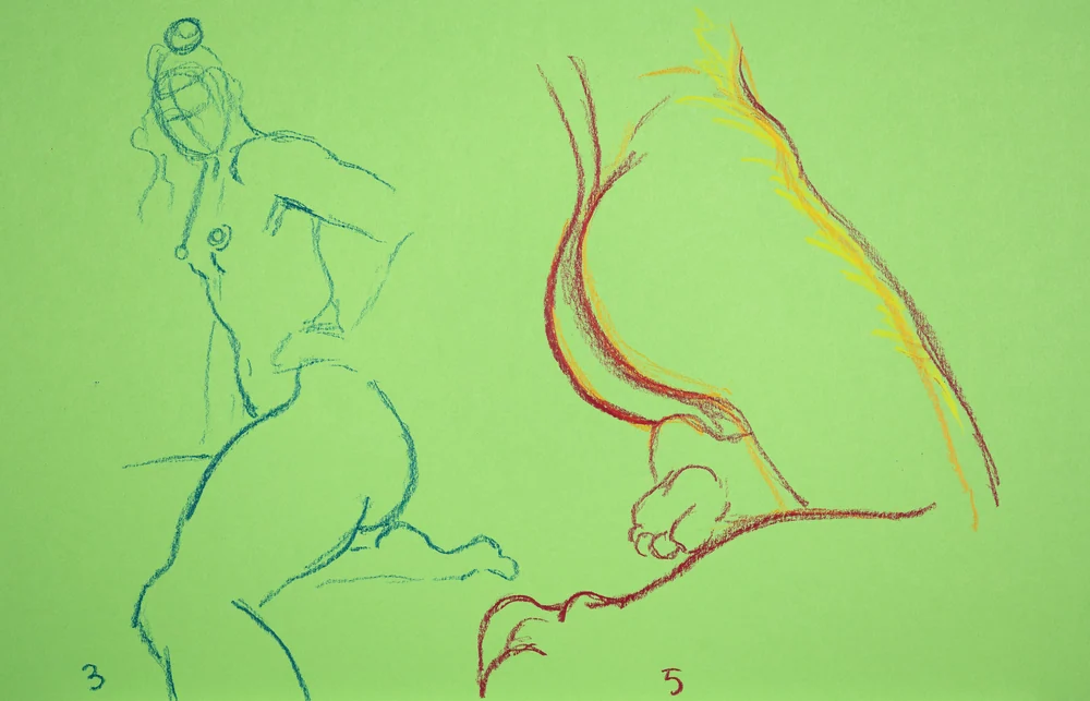 Gesture sheet, 2 poses by Riley Adamson