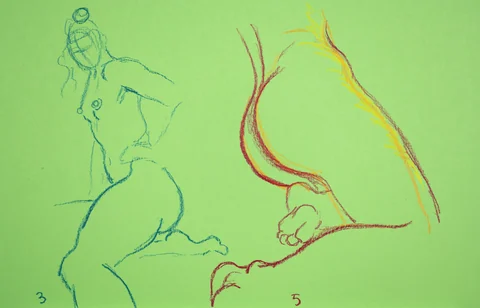 Gesture sheet, 2 poses by Riley Adamson