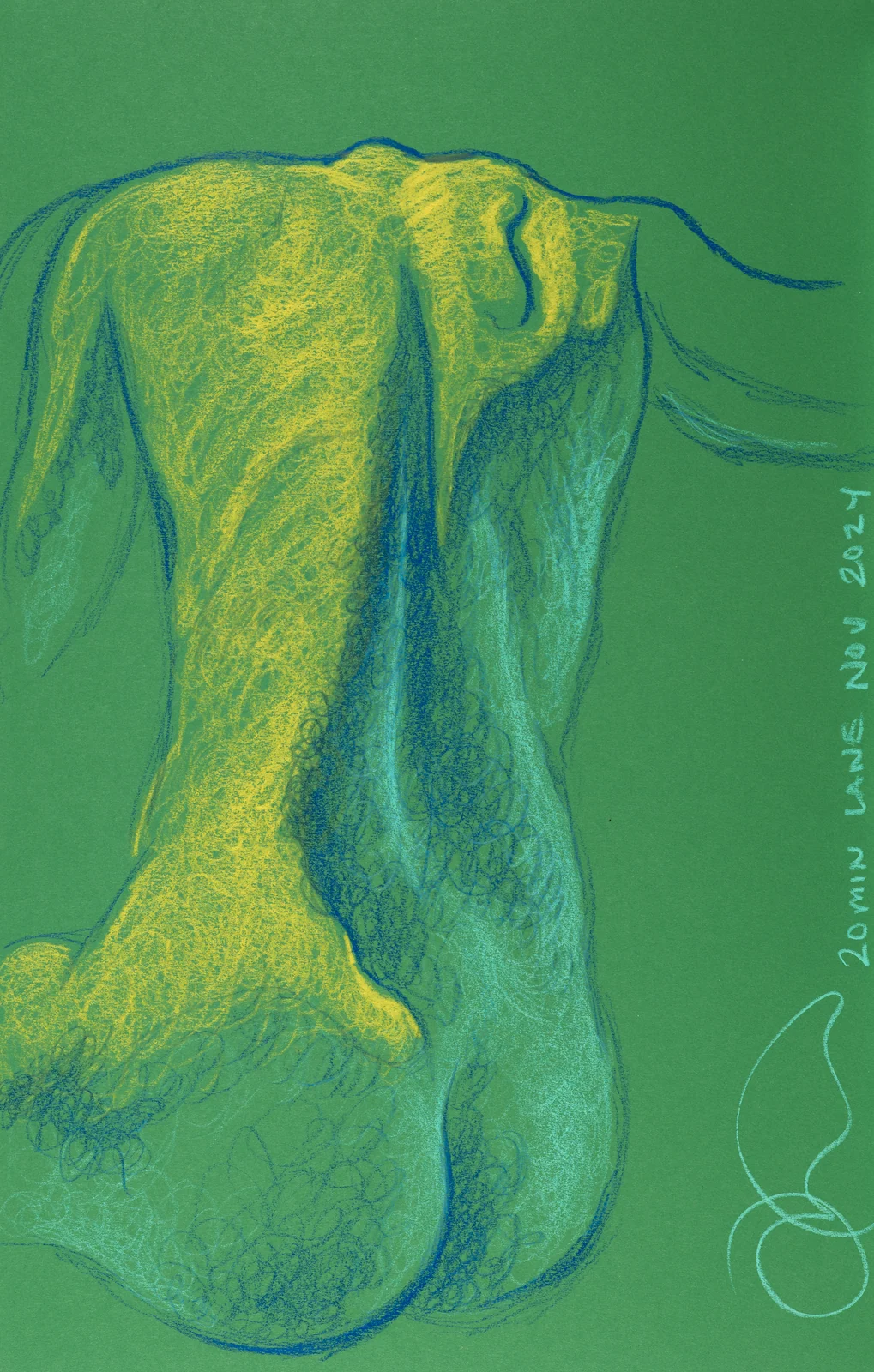 Figure drawing, back view by Riley Adamson