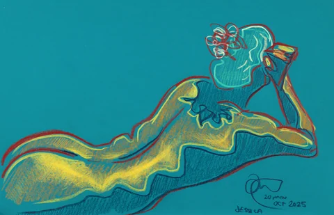 Lying-side figure, side view