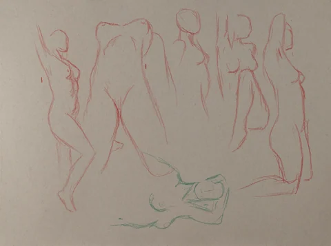 Gesture sheet, 6 poses by Riley Adamson