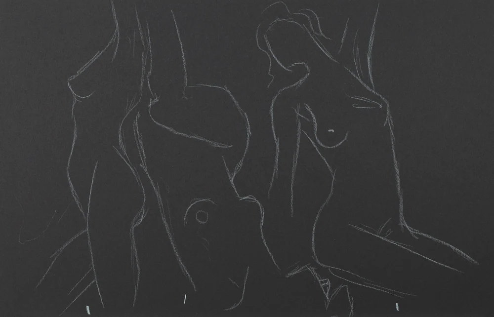 Gesture sheet, 3 poses by Riley Adamson