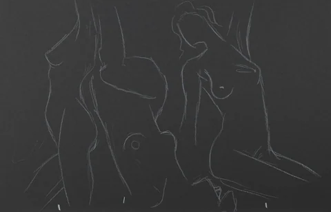 Gesture sheet, 3 poses by Riley Adamson