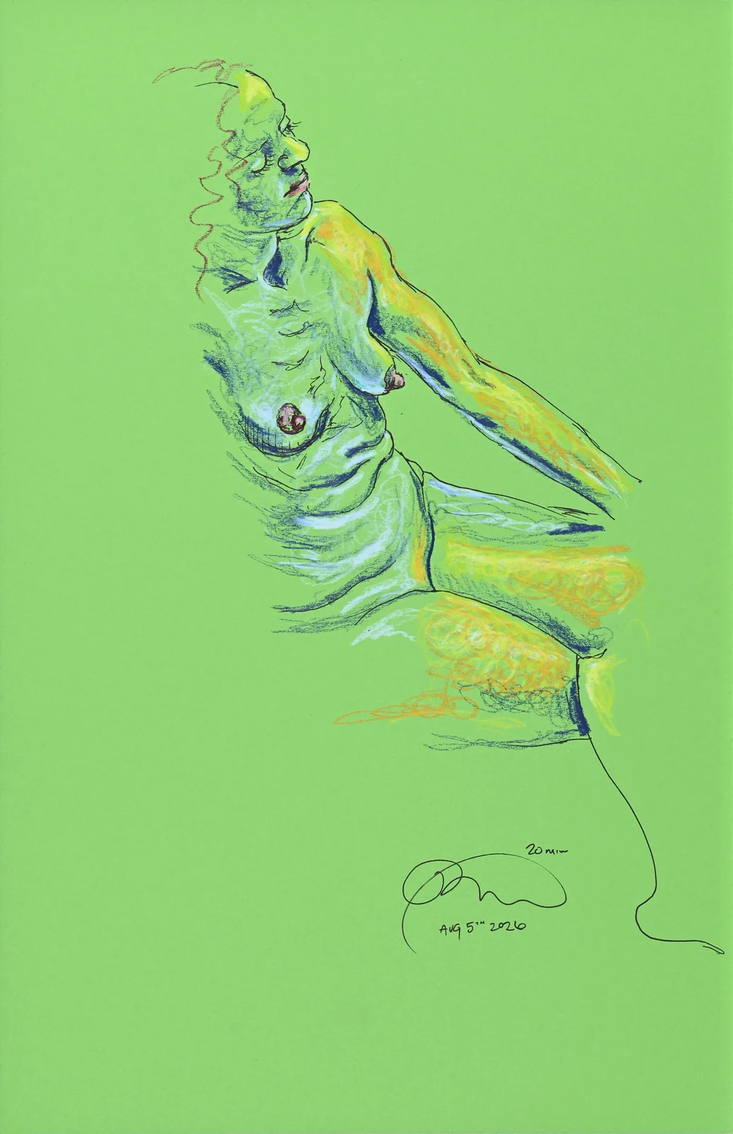 Figure drawing, side view by Riley Adamson