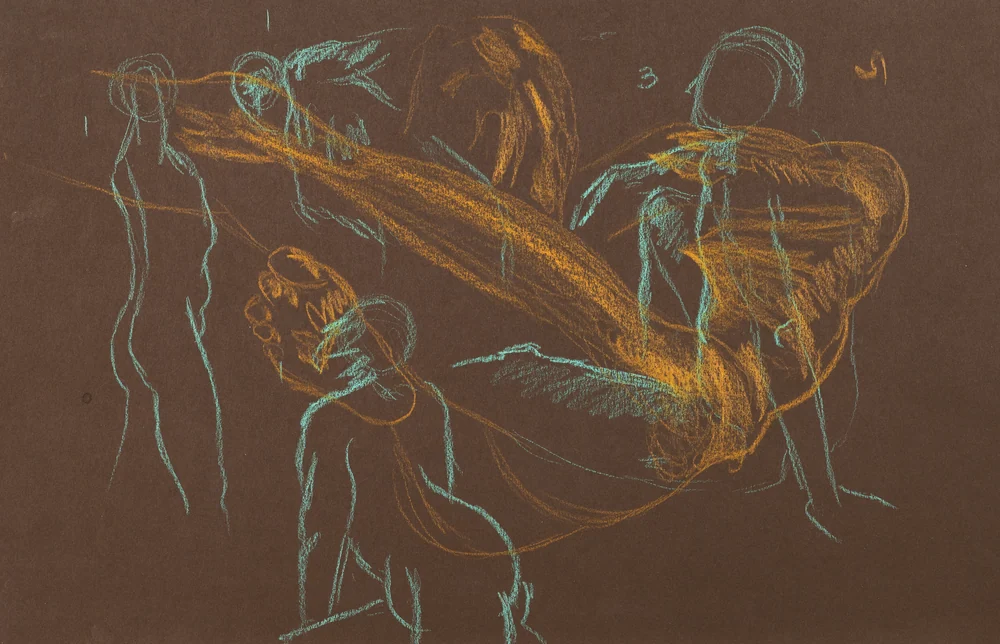 Gesture sheet, 4 poses by Riley Adamson