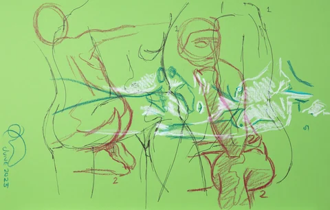 Gesture sheet, 2 poses by Riley Adamson
