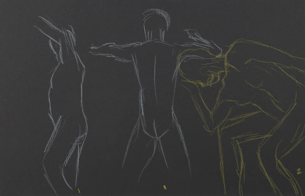 Gesture sheet, 3 poses by Riley Adamson