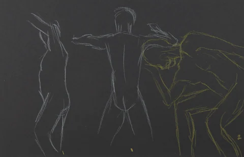 Gesture sheet, 3 poses by Riley Adamson
