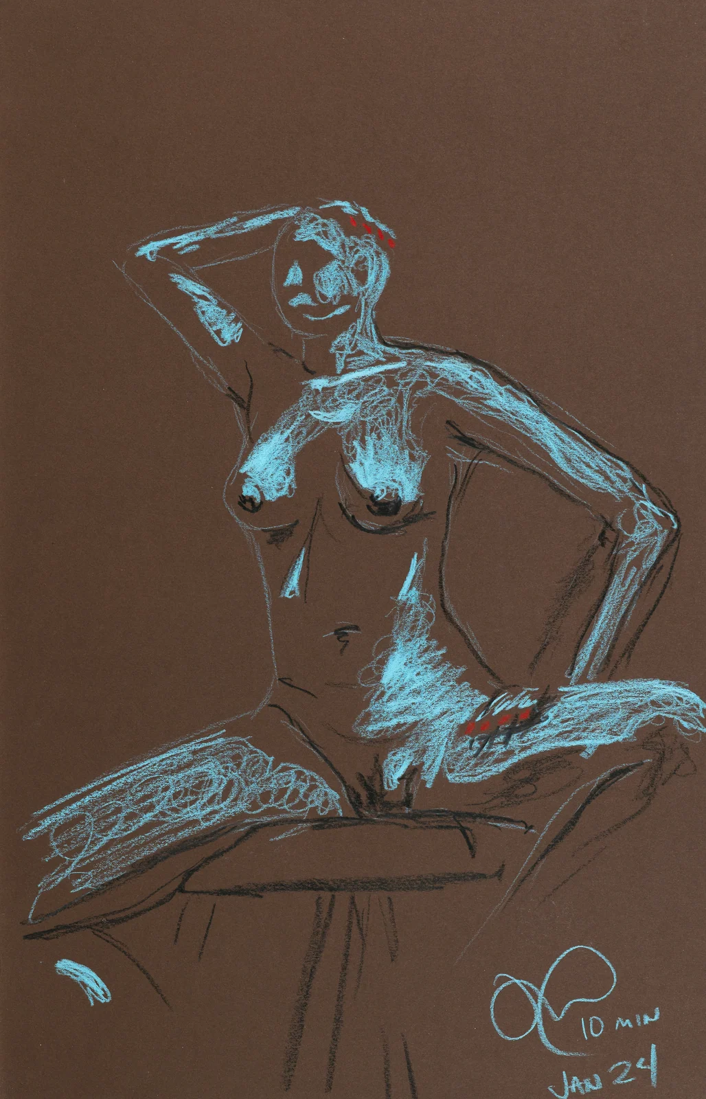 Seated figure, front view by Riley Adamson
