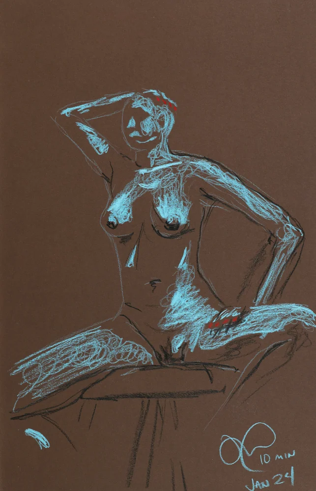 Seated figure, front view by Riley Adamson