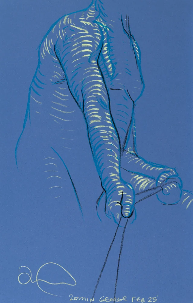 Seated figure, front view by Riley Adamson