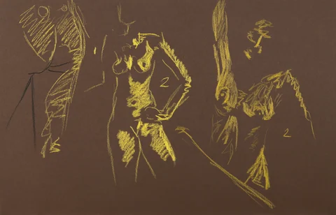 Gesture sheet, 3 poses by Riley Adamson