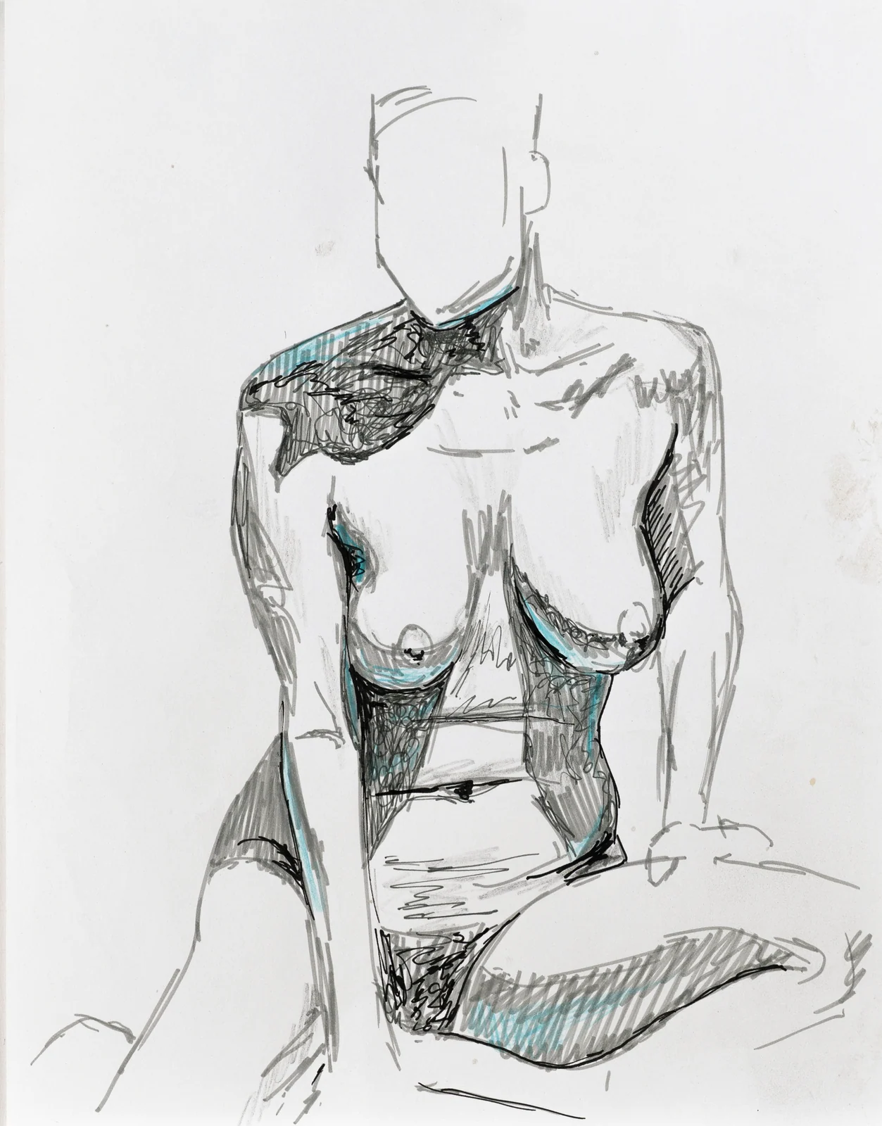 Seated figure, front view by Riley Adamson