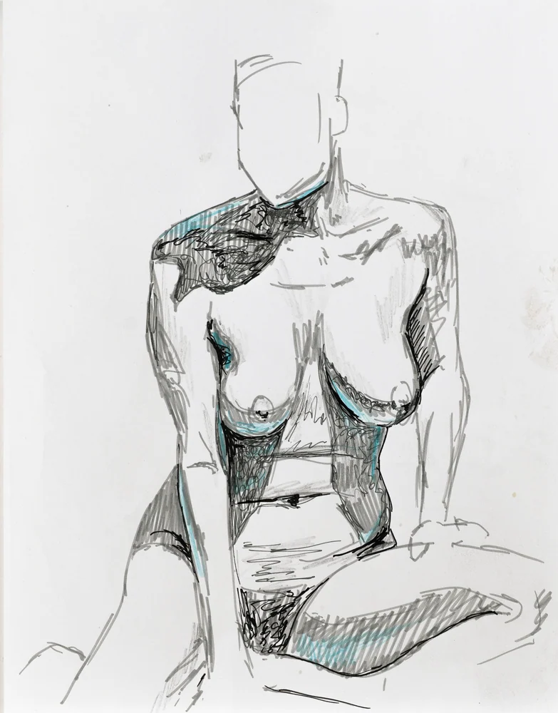Seated figure, front view by Riley Adamson