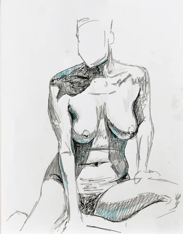 Seated figure, front view by Riley Adamson