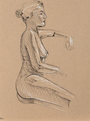 Seated figure, side view by Riley Adamson