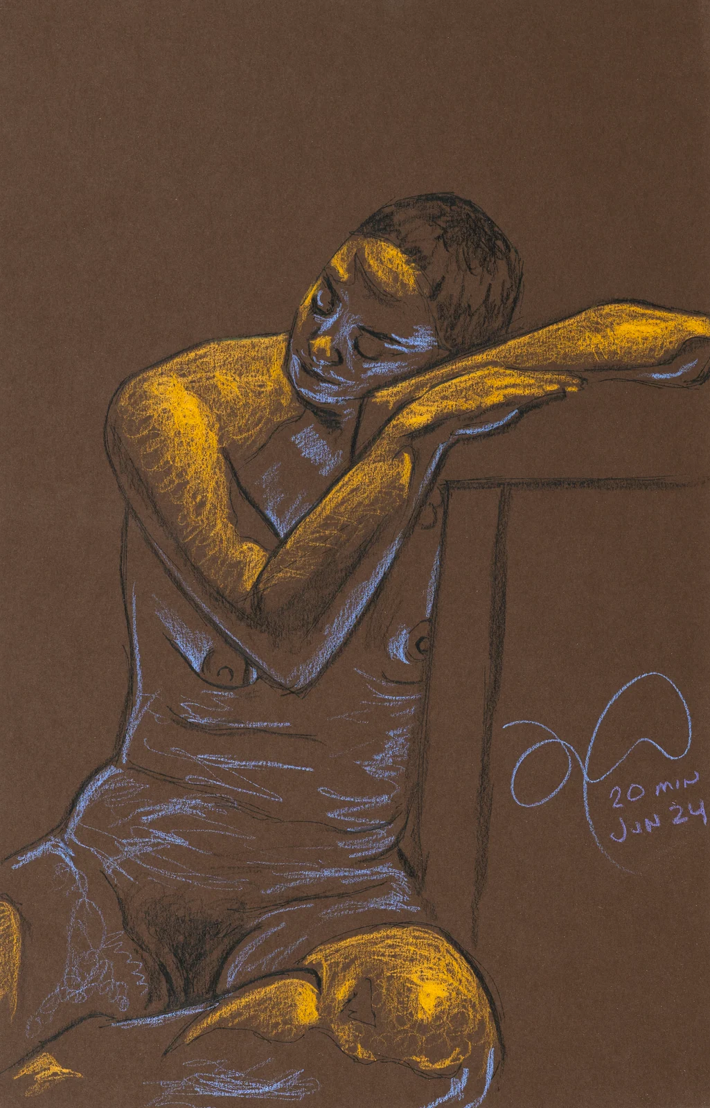 Seated figure, front view by Riley Adamson