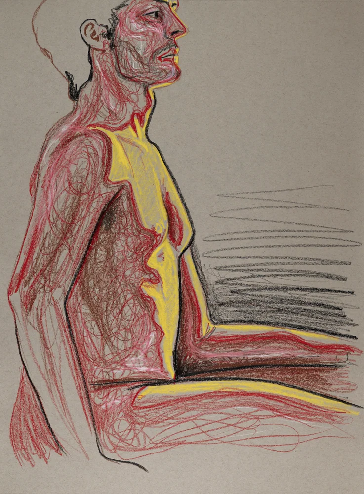 Seated figure, side view by Riley Adamson