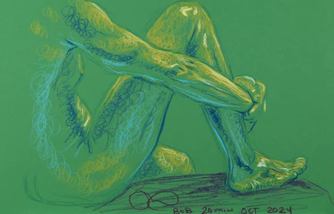 Seated figure, side view by Riley Adamson