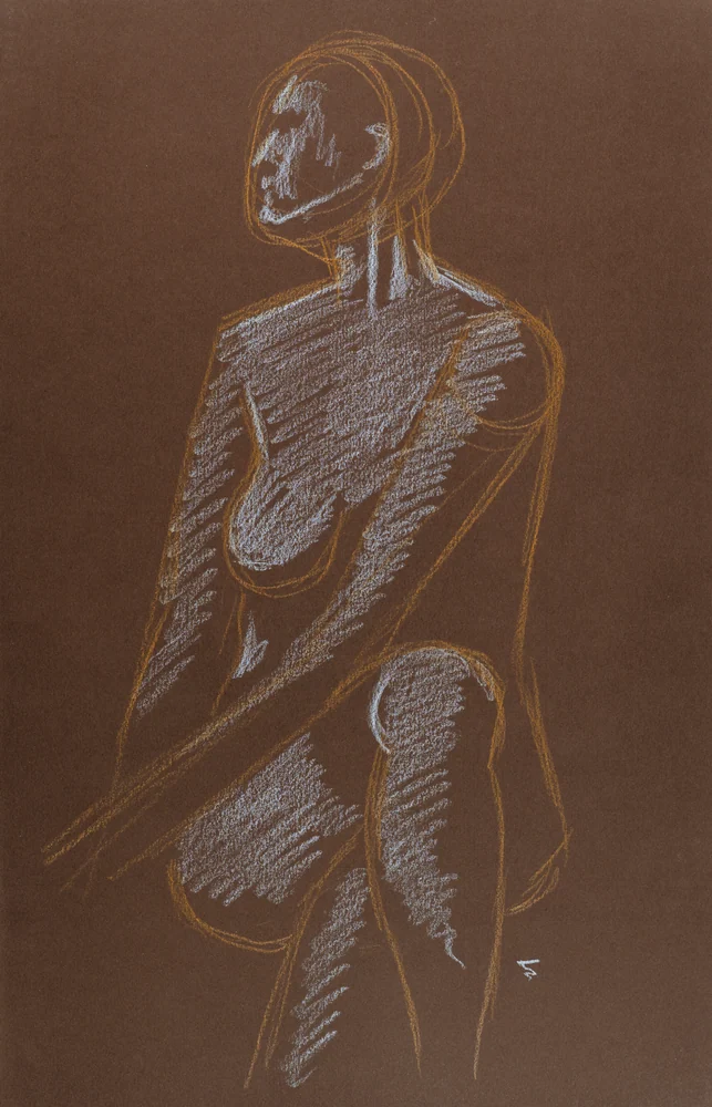 Seated figure, front view by Riley Adamson