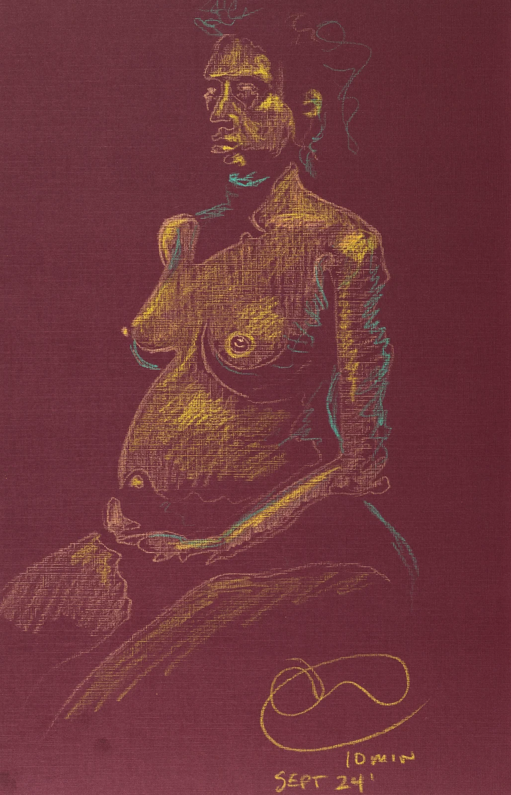 Seated figure, front view by Riley Adamson