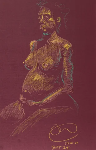 Seated figure, front view by Riley Adamson